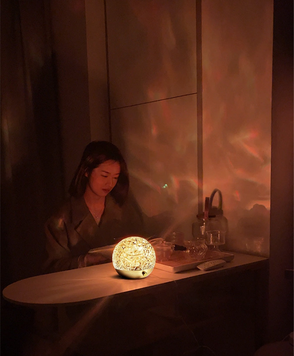 New Water Ripple Projector Night Light Crystal Mood Lamp Bedside Home Bedroom Decoration Aesthetic Christmas Gift Sunset Lights
